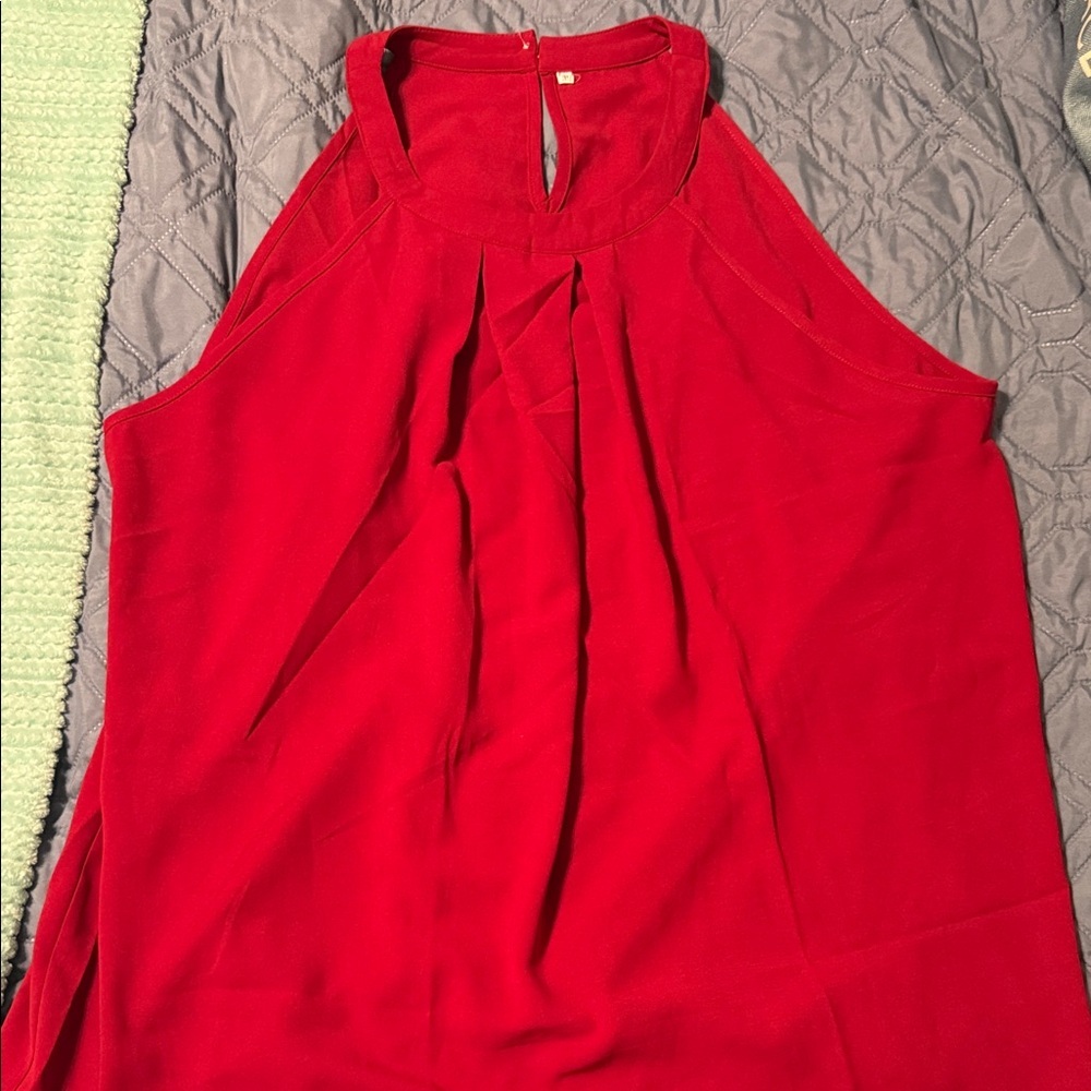 Sleeveless Red/ burgundy Halter Neck Women's Top